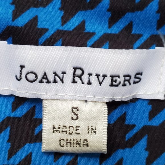 Joan Rivers Blue Black Houndstooth Button Front Blazer With Shirring Detail S - Picture 11 of 14